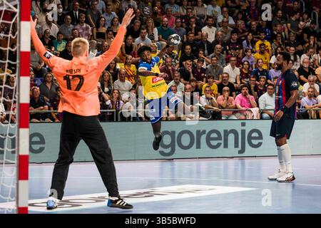 22. September 2022, Barcelona, Spanien: Während des EHF Champions League-Spiels zwischen dem FC Barcelona und Lomza Industria Kielce am 22. September 2022 in Barcelona. (Foto: © Javier Borrego/AFP7 via ZUMA Press Wire) Stockfoto