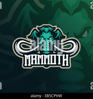 Mammut Mascot Logo Design Vektor mit modernem Illustrationskonzept Stil für Abzeichen, Emblem und T-Shirt Druck. Abbildung des Mammut-Kopfes. Stock Vektor