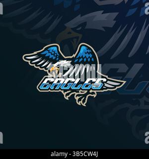 Eagles Maskottchen Logo Design Vektor mit modernem Illustrationskonzept Stil für Abzeichen, Emblem und T-Shirt Druck. Adler-Illustration für Sportmannschaft. Stock Vektor