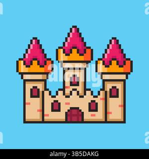 Pixel Art Castle Spiel Asset Design Stock Vektor