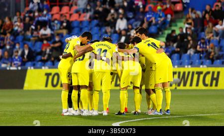 April 2022, Madrid, Barcelona, Spanien: Spieler des Villarreal CF während des Liga-Spiels zwischen Getafe CF und Villarreal CF im Coliseo Alfonso Perein Madrid, Spanien (Bild: © Apo Caballero/DAX via ZUMA Press Wire) Stockfoto