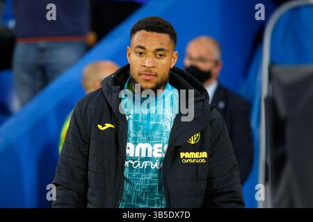 April 2022, Madrid, Barcelona, Spanien: Arnaut Danjuma von Villarreal CF während des Liga-Spiels zwischen Getafe CF und Villarreal CF im Coliseo Alfonso Perein Madrid, Spanien (Bild: © Apo Caballero/DAX via ZUMA Press Wire) Stockfoto