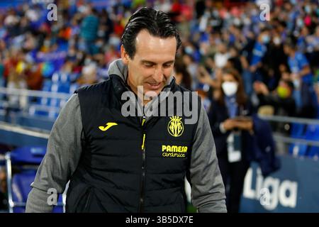 April 2022, Madrid, Barcelona, Spanien: Unai Emery von Villarreal CF während des Liga-Spiels zwischen Getafe CF und Villarreal CF im Coliseo Alfonso Perein Madrid, Spanien (Bild: © Apo Caballero/DAX via ZUMA Press Wire) Stockfoto