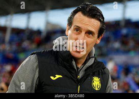 April 2022, Madrid, Barcelona, Spanien: Unai Emery von Villarreal CF während des Liga-Spiels zwischen Getafe CF und Villarreal CF im Coliseo Alfonso Perein Madrid, Spanien (Bild: © Apo Caballero/DAX via ZUMA Press Wire) Stockfoto