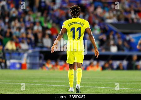 April 2022, Madrid, Barcelona, Spanien: Samuel Chukwueze von Villarreal CF während des Liga-Spiels zwischen Getafe CF und Villarreal CF im Coliseo Alfonso Perein Madrid, Spanien (Bild: © Apo Caballero/DAX via ZUMA Press Wire) Stockfoto