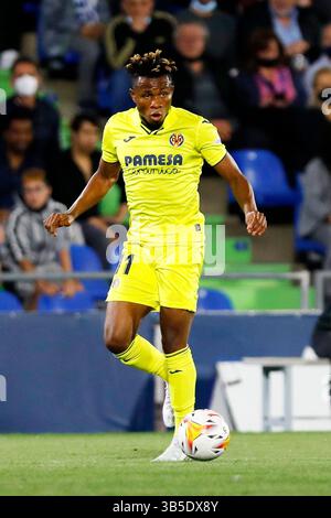 April 2022, Madrid, Barcelona, Spanien: Samuel Chukwueze von Villarreal CF während des Liga-Spiels zwischen Getafe CF und Villarreal CF im Coliseo Alfonso Perein Madrid, Spanien (Bild: © Apo Caballero/DAX via ZUMA Press Wire) Stockfoto