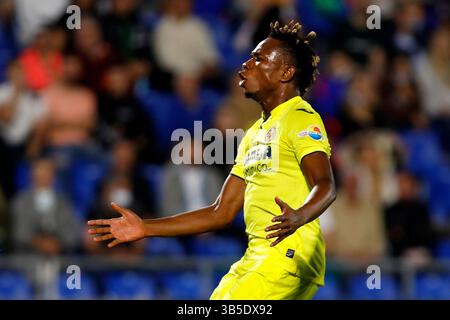 April 2022, Madrid, Barcelona, Spanien: Samuel Chukwueze von Villarreal CF< während des Liga-Spiels zwischen Getafe CF und Villarreal CF im Coliseo Alfonso Perein Madrid, Spanien (Bild: © Apo Caballero/DAX via ZUMA Press Wire) Stockfoto