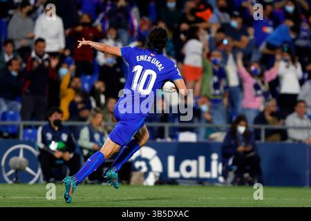 April 2022, Madrid, Barcelona, Spanien: Enes Unal von Getafe CF während des Liga-Spiels zwischen Getafe CF und Villarreal CF im Coliseo Alfonso Perein Madrid, Spanien (Bild: © Apo Caballero/DAX via ZUMA Press Wire) Stockfoto