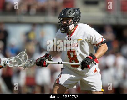 19. März 2022: Maryland Terrapins Mittelfeldspieler Roman Puglise (8) in Aktion während des NCAA Men's Lacrosse Regular Season Spiels zwischen den Virginia Cavaliers und den Maryland Terrapins im Audi Field in Washington, D.C. Fotograf: Cory Royster (Credit Image: © Cory Royster/CSM via ZUMA Press Wire) Stockfoto