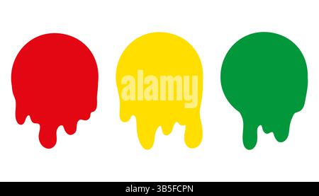 Set aus bunten geschmolzenen Kreisen. Geometrische Formen in flachem Stil verschmelzen zu einer kreativen Badge-Kollektion. Ideal für modernes Design und einzigartige Optik Stock Vektor