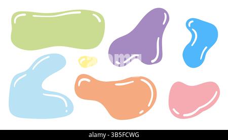 Flüssige abstrakte organische Blob-Formen. Flache Vektorillustration mit welligen Blasen und Tropfen im trendigen Y2K-Stil, perfekt für moderne Designs und cre Stock Vektor