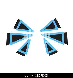 Dynamische schwarze Dreiecke mit blauem Konturvektordesign Stock Vektor