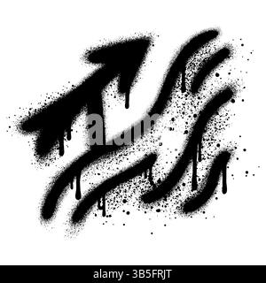 Pfeil im urbanen Graffiti-Stil mit schwarzer Sprühfarbe, die auf eine steile Steigung hinweist. Vektorabbildung. Stock Vektor