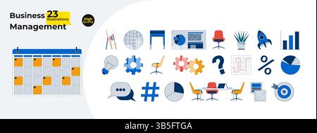 Business Management Essentials Comic Flat Illustrations Mega Bundle Stock Vektor