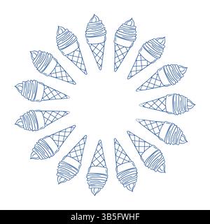 Kreisförmiges Design mit Sehenswürdigkeiten, Strandelementen und Hotelschildern Stock Vektor