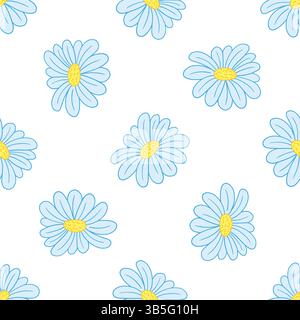 Nahtloses Blumenmuster. Muster für Menü oder Küche in handgezeichneter Form. Kamille, Gänseblümchen. Druck für Design, Textil, Stoff, Tapeten, Geschenkpapiere Stock Vektor