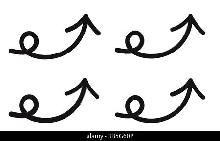 Handgezeichneter Vektor mit gekrümmten Pfeilen. Stock Vektor