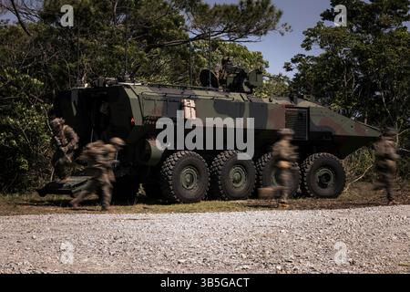 U.S. Marines mit Charlie Company, Battalion Landing Team 1. Bataillon, 7. Marine Regiment, 31. Marine Expeditionary Unit, Ausgang eines U.S. Marine Marine Marine Stockfoto