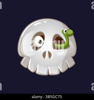 Lustiger Schädel mit süßem Wurm. Vektor-Illustration Gut Für Halloween Oder Dia De Los Muertos Design Stock Vektor