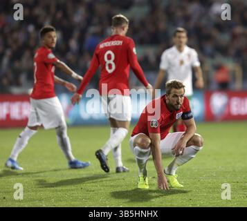 Sofia, Bulgarien - 14. Oktober 2019: Harry Kane wird während des Spiels Bulgarien gegen England in der Europameisterschaft 2020 in Aktion gesehen Stockfoto