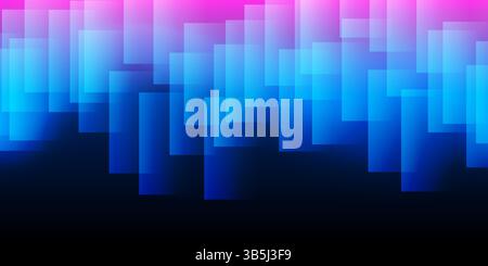 Ein modernes abstraktes Design mit einem glatten, bunten Hintergrund mit Farbverlauf und überlappenden transparenten Quadraten. Harmonische Farben, Professi Stock Vektor