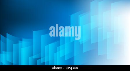 Ein modernes abstraktes Design mit einem glatten, blau beleuchteten Farbverlauf und überlappenden transparenten Quadraten. Harmonische Farben, professionell Stock Vektor