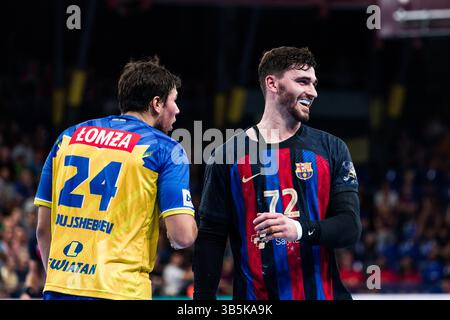 22. September 2022, Barcelona, Spanien: Ludovic Fabregas vom FC Barcelona Gesten während des EHF Champions League-Spiels zwischen dem FC Barcelona und Lomza Industria Kielce im Palau Blaugrana am 22. September 2022 in Barcelona. (Foto: © Javier Borrego/AFP7 via ZUMA Press Wire) Stockfoto