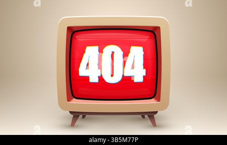 Retro-Fernseher mit 404. Realistischer Stil. Vektorabbildung Stock Vektor