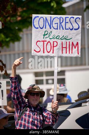 Demonstration pro Demokratie am 1. Mai 2025 in Eugene, Oregon, USA. Stockfoto