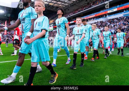 Eindhoven, Niederlande. April 2025. EINDHOVEN, NIEDERLANDE - 12. APRIL: Charles-Andreas Brym vom Almere City FC vor dem niederländischen Eredivisie-Spiel zwischen PSV und Almere City FC im Philips Stadion am 12. April 2025 in Eindhoven, Niederlande. (Foto von Joris Verwijst/Orange Pictures) Credit: Orange Pics BV/Alamy Live News Stockfoto