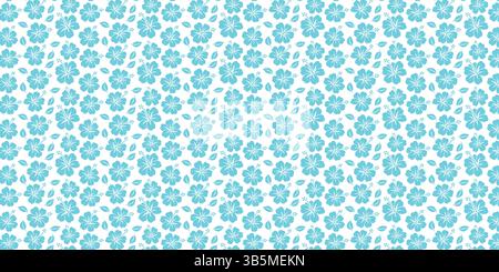 Lebendiges hellblaues Hibiskus-Muster auf weißem Hintergrund Stock Vektor
