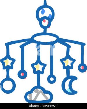 Karussell pro Kinderbett, Illustration mit dem Symbol „Baby“ Stock Vektor