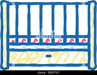 Babybett-Symbol-Kritzelillustration Stock Vektor