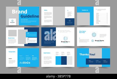 Präsentationsvorlage für Markenrichtlinien, manuelles Design für Markenrichtlinien, Keynote-Vorlage für Markenrichtlinien Stock Vektor