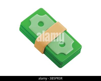 Money Bundle Icon 3D Rendering Konzept von Einlage, Vermögen, Akkumulation und Erbschaft. Vektorgrafik für Bareinlagen in den Bereichen Business und Finance Stock Vektor