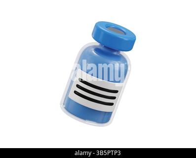 Impfstoff Flasche Symbol 3D Rendern Konzept des pharmazeutischen Glases, Drogen Apotheke Glas Glas Glas oder Labor medizinische Forschung Glas Symbol Stock Vektor