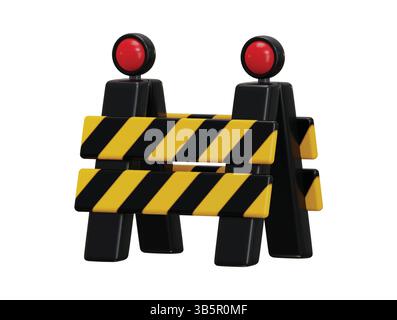 Straßensicherheitsbarriere Symbol 3D Rendern Konzept der Straßenbarriere, Bauindustrie Werkzeuge Icon Vektor Illustration Stock Vektor