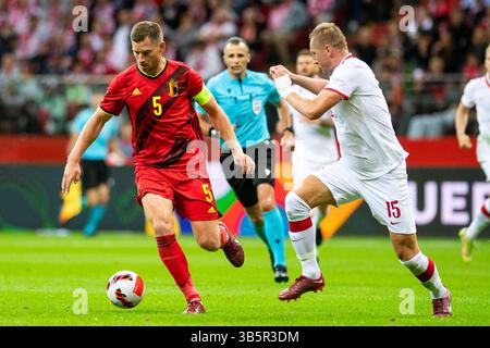 14. Juni 2022, Warschau, Polen: Jan Vertonghen (Belgien) und Kamil Glik (Polen) werden während der UEFA Nations League in Warschau im 4. Gruppenspiel zwischen Polen und Belgien im PGE Stadion Narodowy in Warschau gesehen. (Foto: © Mateusz Slodkowski/ZUMA Press Wire) Stockfoto