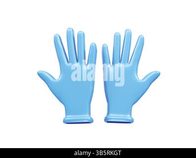 Blaue medizinische Handschuhe für Schutz und Sicherheit Symbol 3d.. Handhandschuhe Icon 3D-Rendering-Illustration Stock Vektor