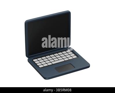 Laptop mit geöffnetem Bildschirm und Tastatursymbol Abbildung 3D-Rendern Laptop-Symbol 3D-Rendern Stock Vektor