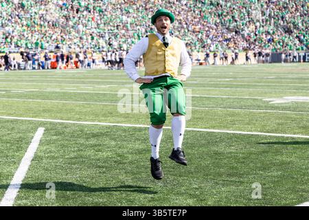 17. September 2022: Notre Dame Leprechaun tritt während des NCAA-Fußballspiels zwischen den California Golden Bears und den Notre Dame Fighting Irish im Notre Dame Stadium in South Bend, Indiana auf. Notre Dame besiegte Kalifornien mit 24:17. John Mersits/CSM. (Kreditbild: © John Mersits/CSM via ZUMA Press Wire) Stockfoto