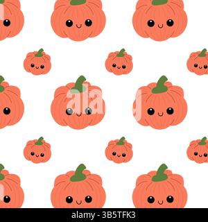 Süßes nahtloses Kürbismuster mit lächelndem Gesicht Stock Vektor