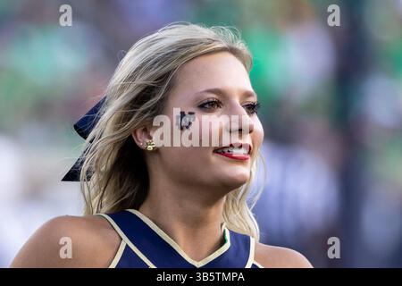 17. September 2022: Notre Dame Cheerleader während der NCAA-Football-Action zwischen den California Golden Bears und den Notre Dame Fighting Irish im Notre Dame Stadium in South Bend, Indiana. Notre Dame besiegte Kalifornien mit 24:17. John Mersits/CSM. (Kreditbild: © John Mersits/CSM via ZUMA Press Wire) Stockfoto