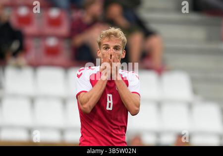 14. Juni 2022: Gustav Isaksen aus Dänemark gegen die Türkei, UEFA U21 EURO Qualfication im Vejle Stadium, Vejle, Dänemark. Ulrik Pedersen/CSM. (Foto: © Ulrik Pedersen/CSM via ZUMA Press Wire) Stockfoto