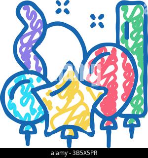 Formen Ballons Symbol Kritzelillustration Stock Vektor
