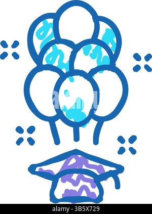Abschlussfeier feierliche Ballons Icon Kritzelillustration Stock Vektor