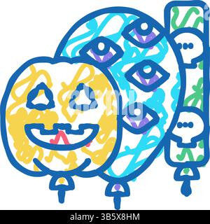 halloween Party Ballons Dekoration Icon Kritzelillustration Stock Vektor