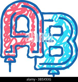 Buchstaben Buchstaben Ballons Symbol Kritzelillustration Stock Vektor