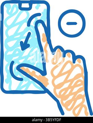 Verkleinern Sie das Symbol des Telefonbildschirms mit Gestendarstellung Stock Vektor