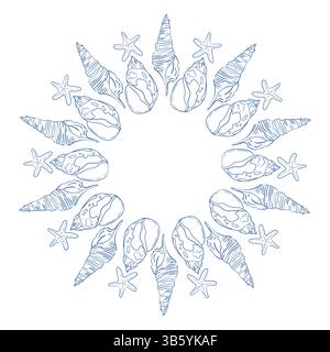 Dekoratives kreisförmiges Design mit Schalen und Nüssen in minimalistischem Stil Stock Vektor